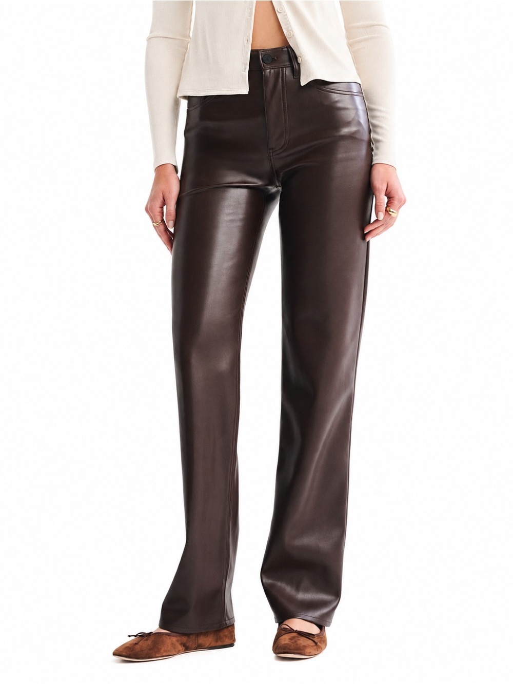 Abercrombie & Fitch Vegan Leather 90s Straight Pants (Size 27)